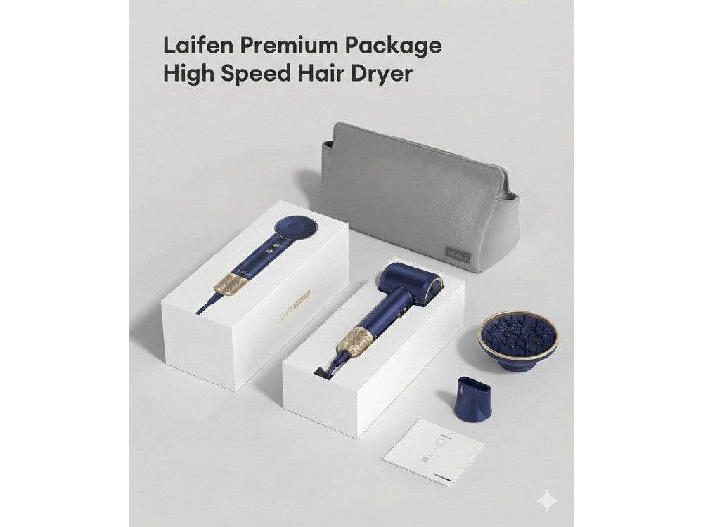 Laifen Swift Premium Ionic Hair Dryer 1600W with Diffuser, Case & 2 Attachments – Golden Blue – view 4