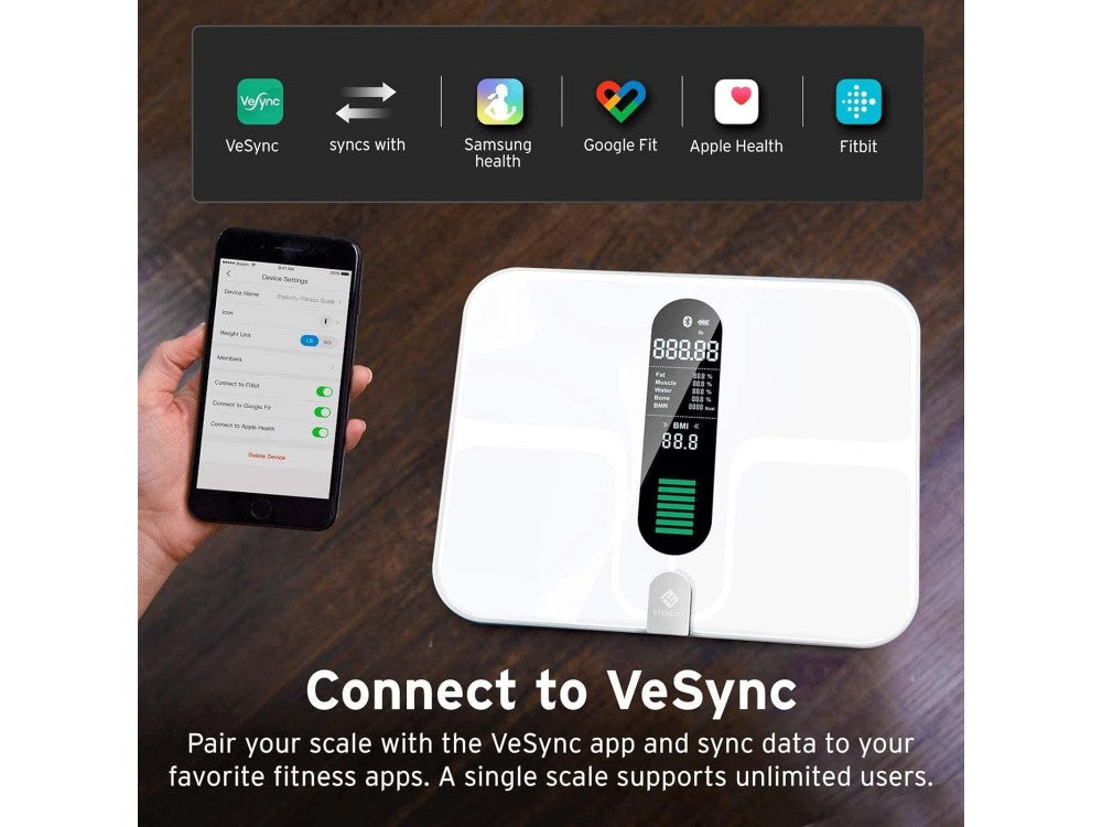 Etekcity ESF00 Smart Body Composition Scale – 12 Metrics, Wi-Fi + Bluetooth, VeSync App, White – view 4