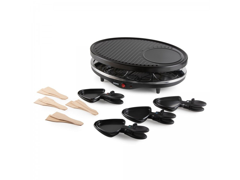 DOMO Raclette Grill DO9038G – 1200W, 8 Enamelled Pans & Wooden Spatulas, PFAS-Free – view 4