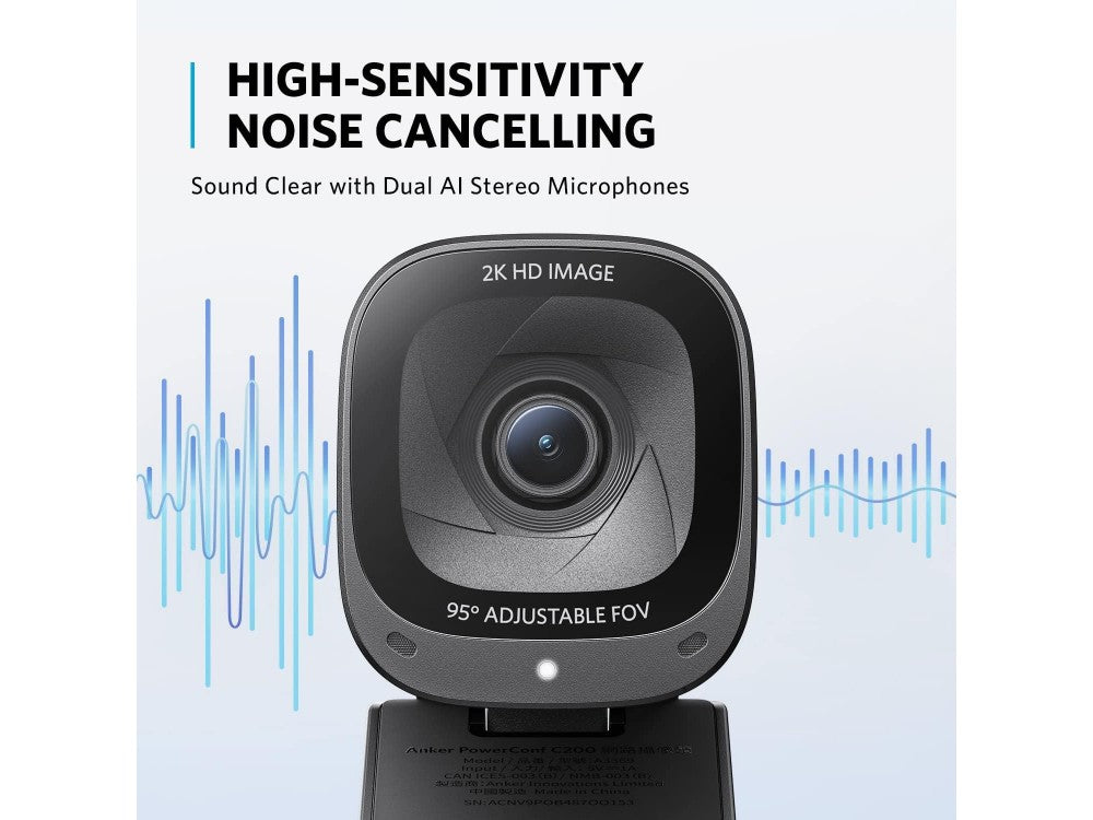 Anker PowerConf C200 Smart Webcam 2K@30fps – AI Noise-Cancelling Dual Mics, Autofocus, Privacy Cover – view 4