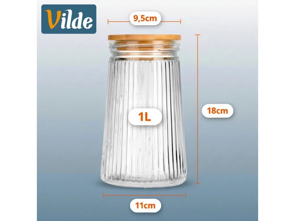 Vilde Premium 1000ml Borosilicate Glass Food Storage Jar – Bamboo Lid, Airtight Silicone Seal – view 4