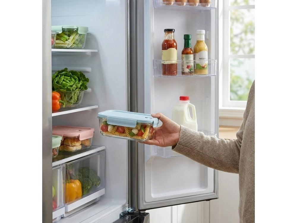 AJ Glass Food Container XL 1040ml 20x15.5x6.5cm – Airtight, Light Blue Lid – view 4