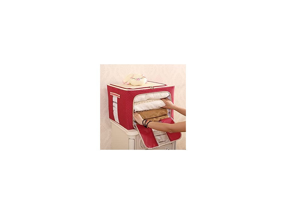 AJ Clothes Storage Organizer Bag 18L – 40x30x15cm, Red/Polka Dot – view 4