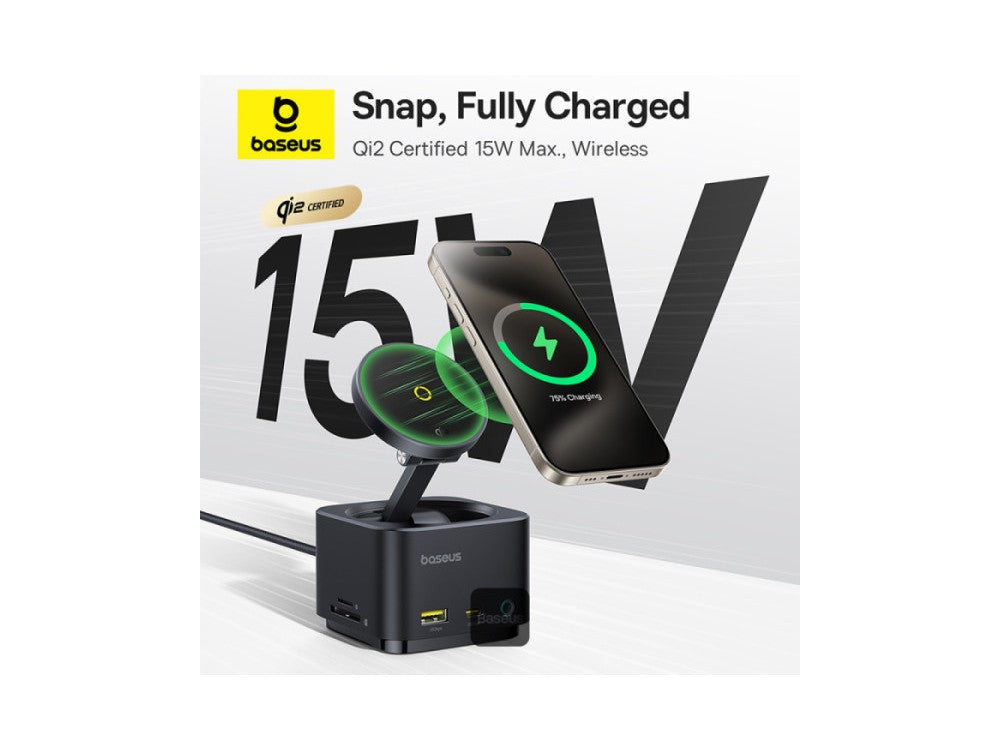 Baseus MagPro Series II 7-in-1 Hub – Qi2 15W MagSafe + PD 100W + 4K@60Hz HDMI + USB-C 10Gbps – view 4