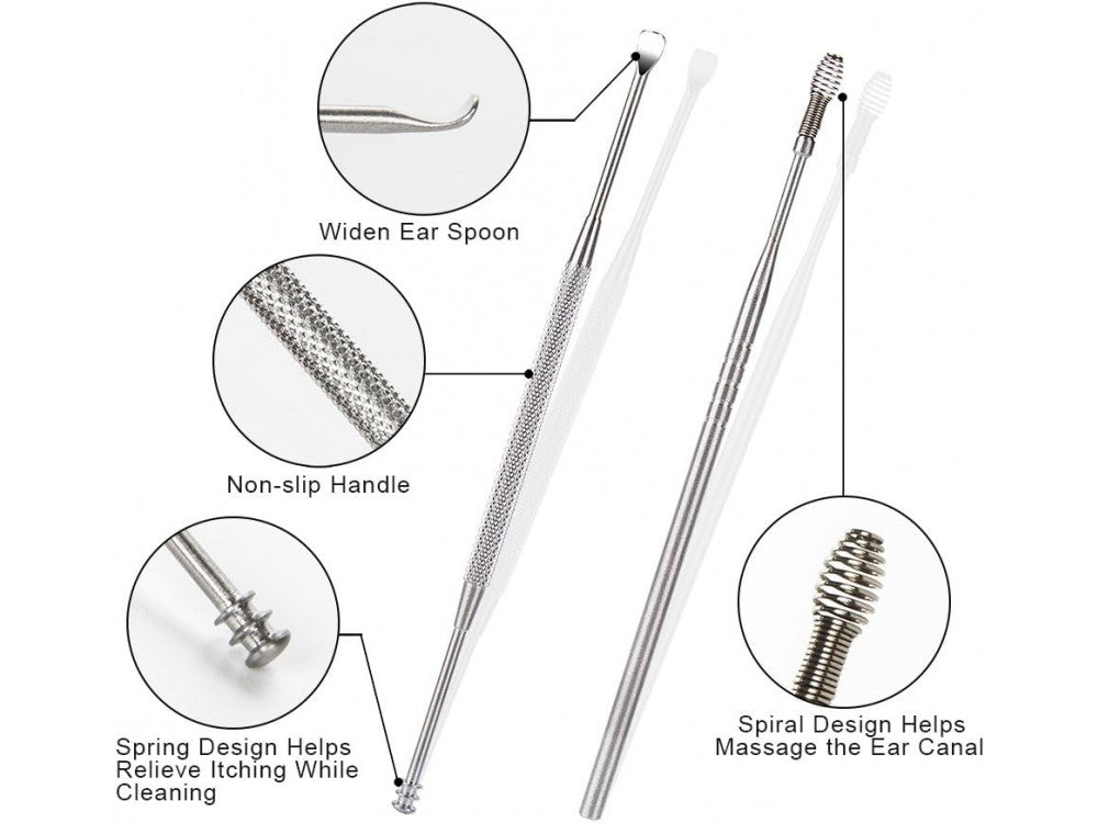 AJ 7-Piece Earwax Removal Kit – Stainless Steel with Case, Silver – view 4