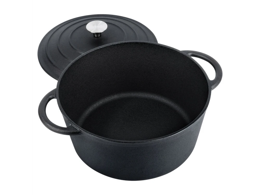 Vilde Cast Iron Pot with Lid 26cm – 5L Dutch Oven, Black – view 4
