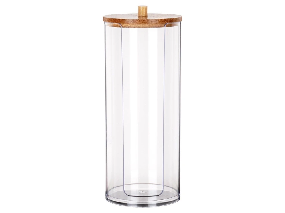 Vilde Cotton Pad Holder with Bamboo Lid – Clear Acrylic Bathroom Jar – view 4