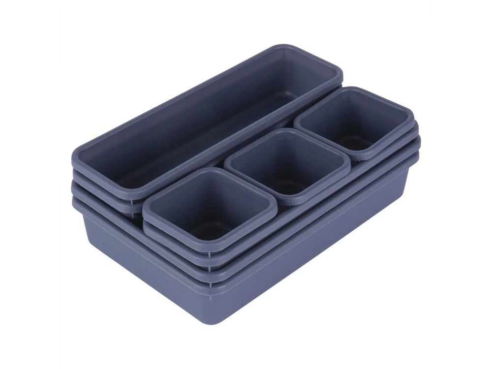 Vilde 8-Pack Modular Drawer Organiser System – 3 Sizes, Black – view 4