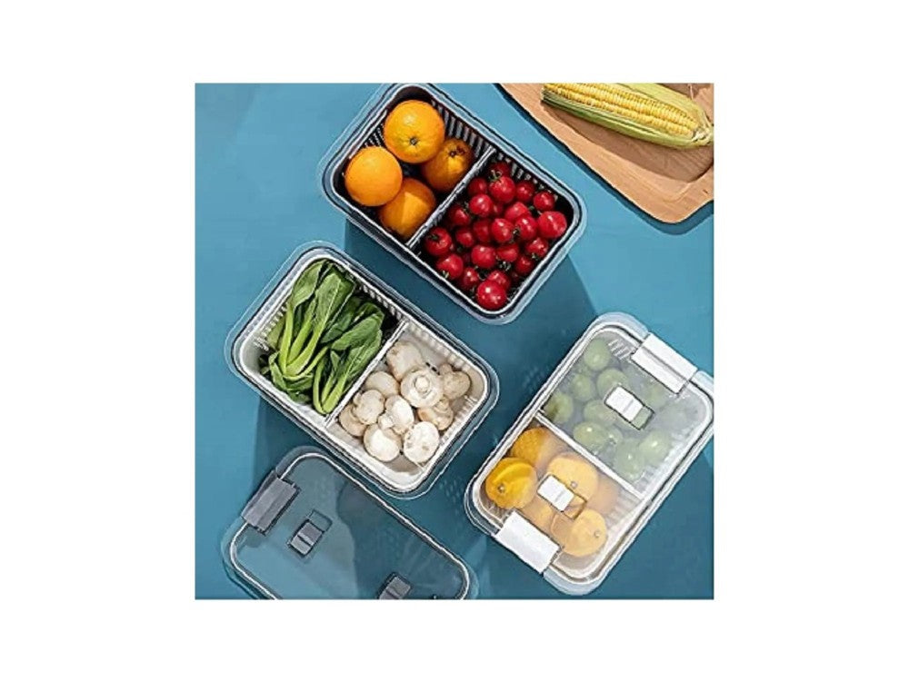 AJ Refrigerator Drain Basket – Fruit & Vegetable Storage, Removable Strainer, White – view 4