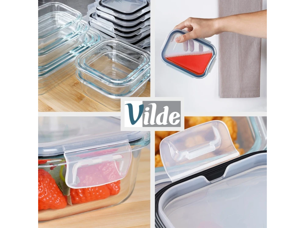 Vilde Premium 9-Piece Glass Food Container Set – 310ml to 1520ml, Airtight, Heat-Resistant – view 4