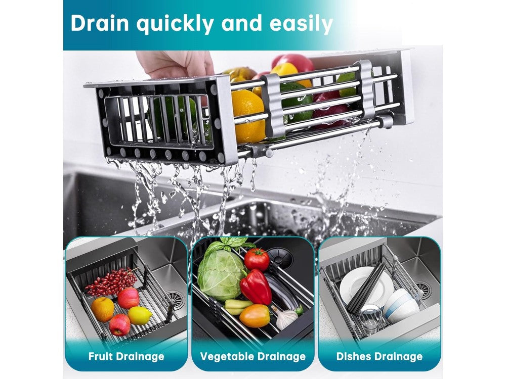AJ Extendable Sink Dish Drying Rack 28-45 x 22 x 11 cm – Light Grey – view 4