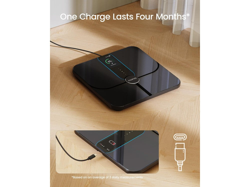 RENPHO Elis Nova Smart Scale – 18 Body Measurements, WiFi, Rechargeable, TFT LCD, Black – view 4