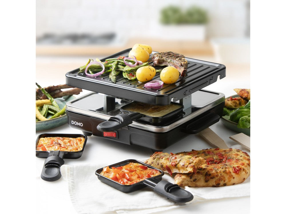 DOMO Just Us Raclette Grill DO9147G – 600W Cast Iron, 4 Pans, PFAS-Free – view 4