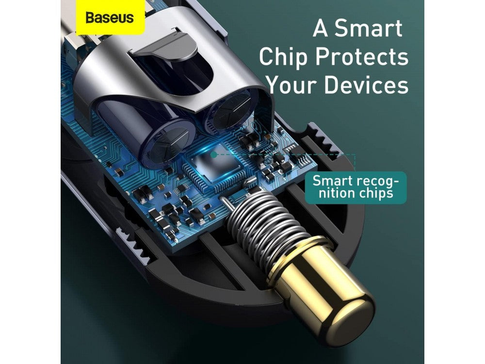 Baseus 120W Car Charger 3× USB-A + 1× USB-C with 1.5m Cable, Grey – view 4