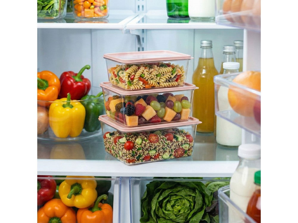 AJ Food Storage Container Set of 3 – 1.8L/3.2L/4.5L, Pink/Clear – view 4