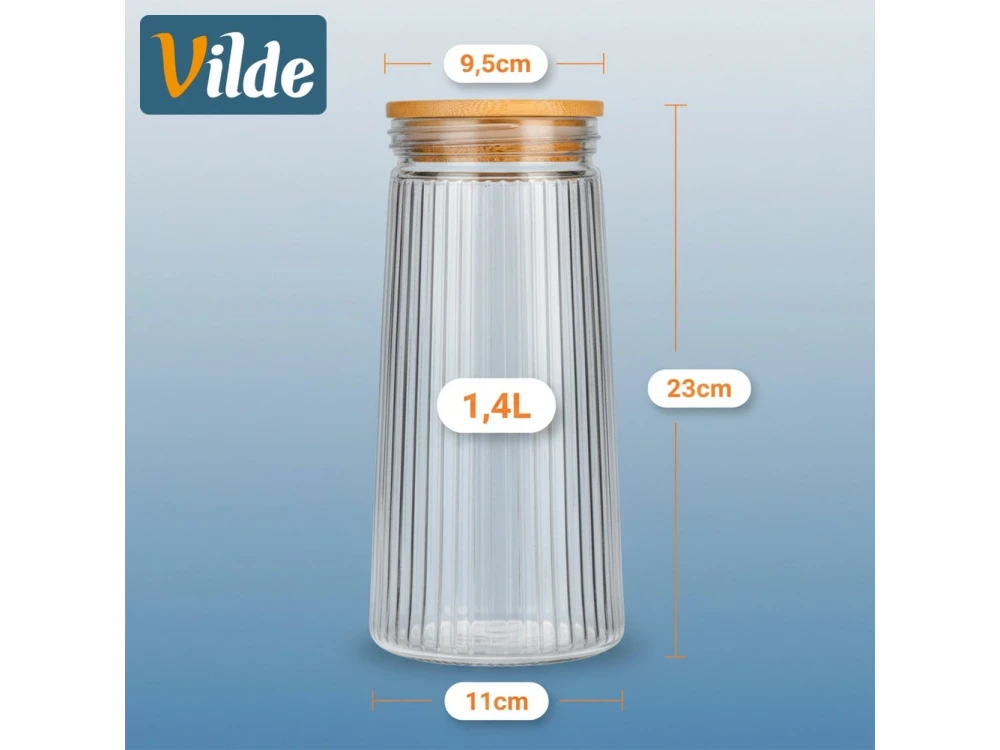 Vilde Premium 1400ml Borosilicate Glass Food Storage Jar – Bamboo Lid, Airtight Silicone Seal – view 4