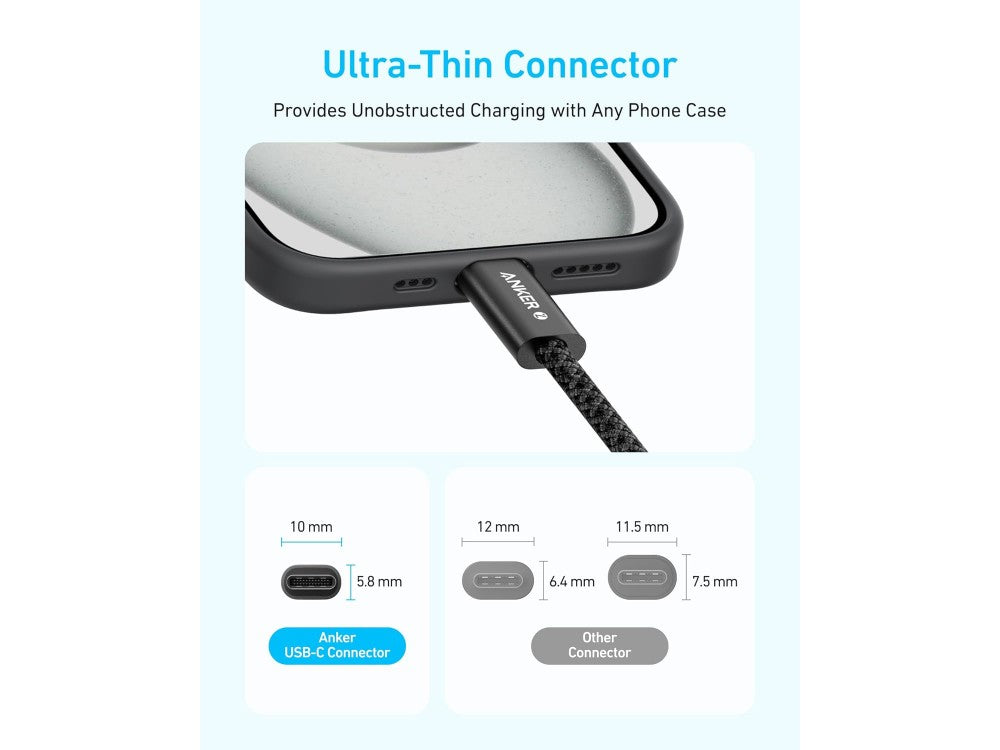 Anker Zolo USB-C to USB-C Cable 1m 240W USB-IF Nylon Braided, White – view 4