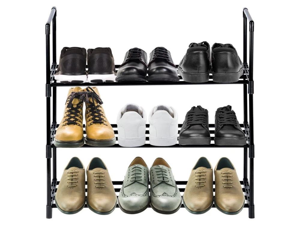 Vilde 3-Tier Metal Shoe Rack 57×28×55cm – Black – view 4