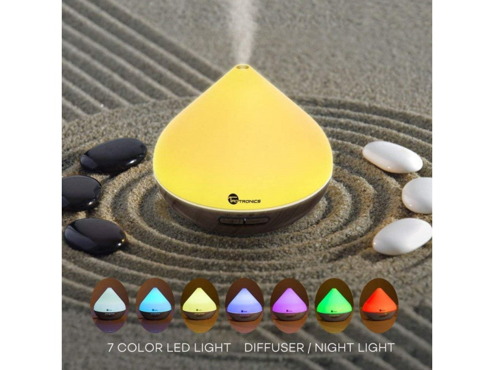 TaoTronics TT-AD002 Oil Diffuser 300ml – 7 LED Colours, Timer, Auto Shut-Off, Red Oak – view 4
