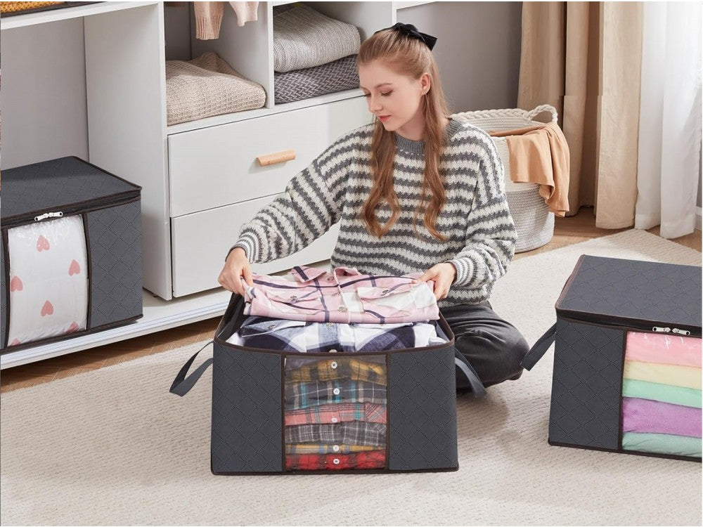 AJ Clothes Storage Organizer Bags 75L Set of 3 – 58x39x33cm, Dark Grey – view 4