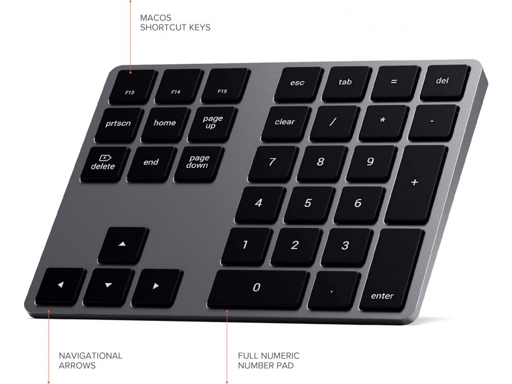Satechi Extended Slim Numeric Keypad Bluetooth 34-Key for Apple Devices, Space Grey – view 4