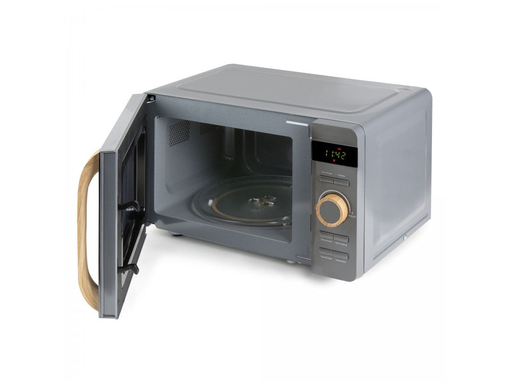 DOMO Wood You Solo Microwave Oven 20L 700W – Mirror Glass, Wood-Look, Matt Grey – view 4