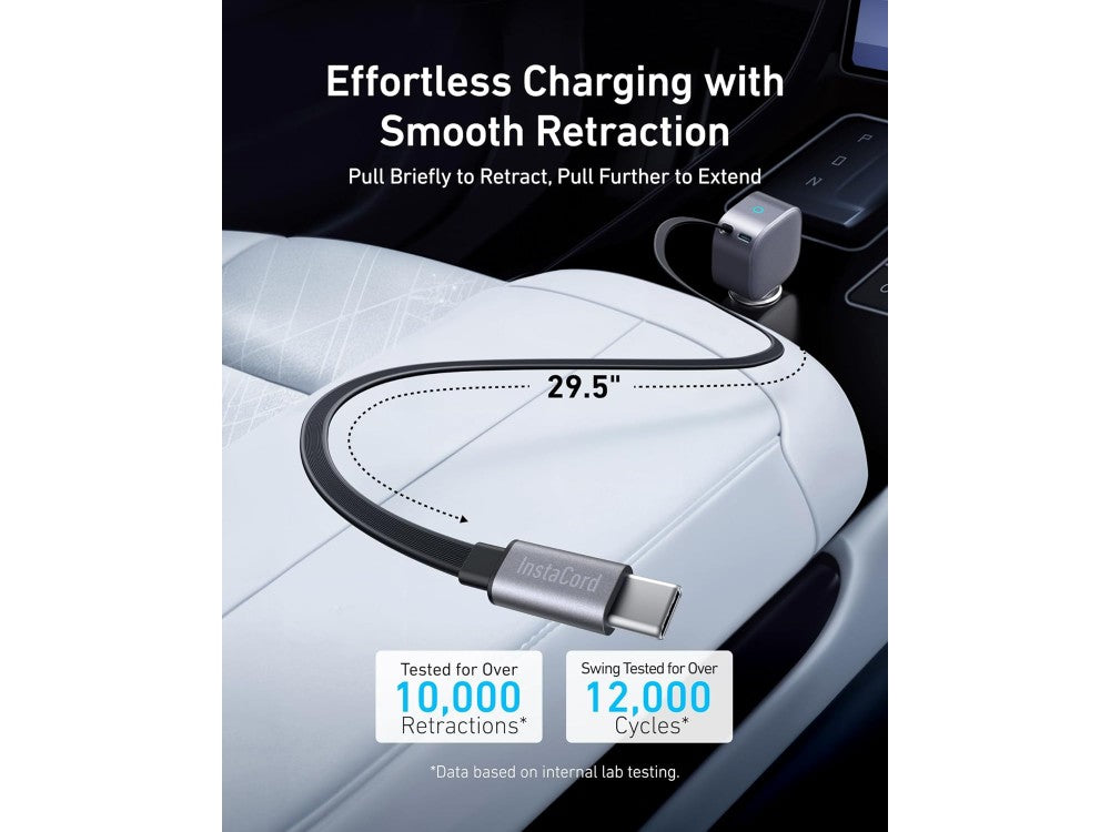 Anker Nano Car Charger 75W – Retractable USB-C Cable + USB-C Port, Grey – view 4