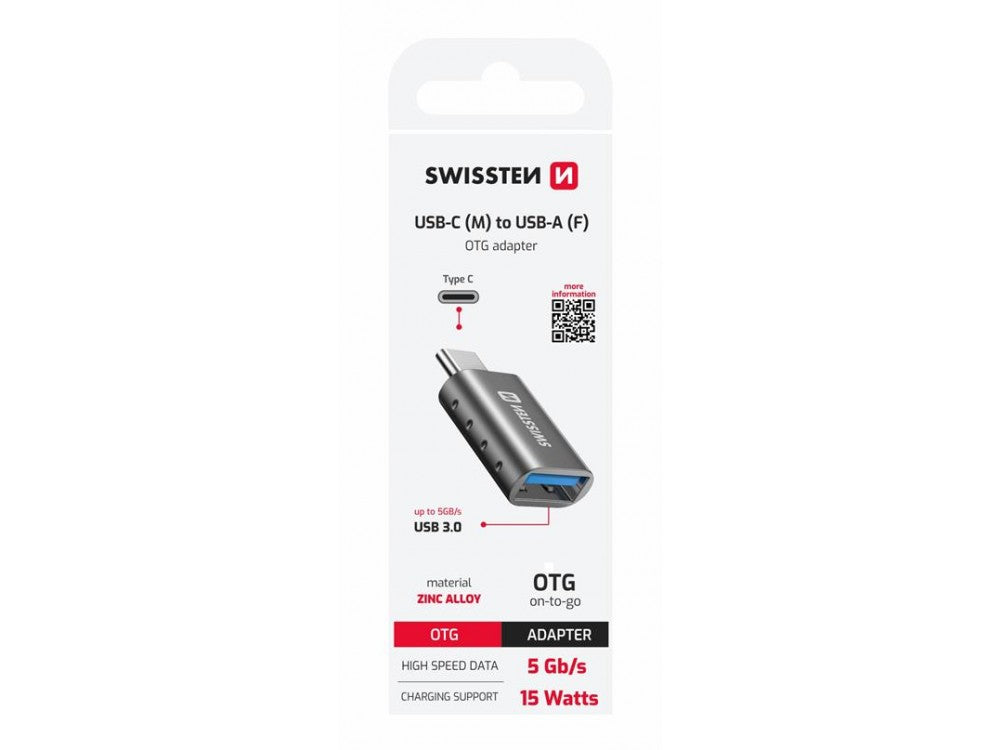Swissten USB-C to USB-A 3.0 OTG Adapter – Silver – view 4