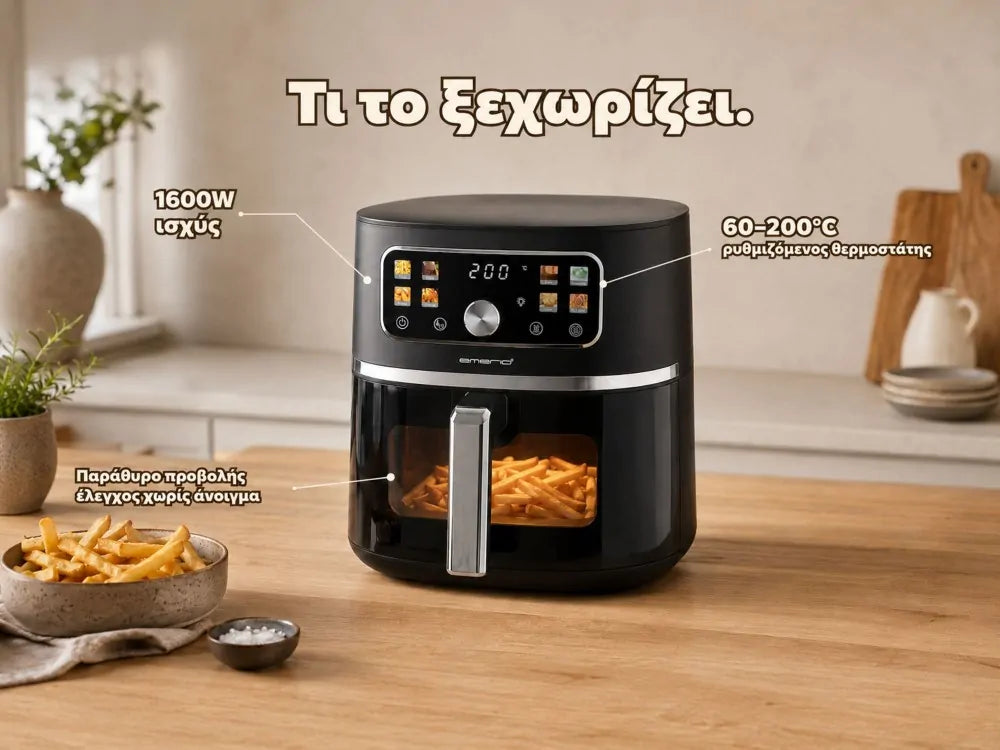 Emerio Air Fryer XL 5.7L AF-133253.1 – PFAS-Free, Color Display, Viewing Window – view 4
