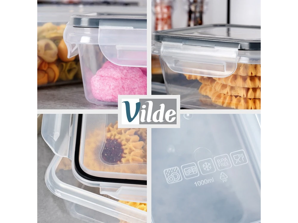 Vilde 12-Piece Airtight Food Container Set BPA-Free – Mixed Sizes, Clear Plastic with Silicone Seal – view 4