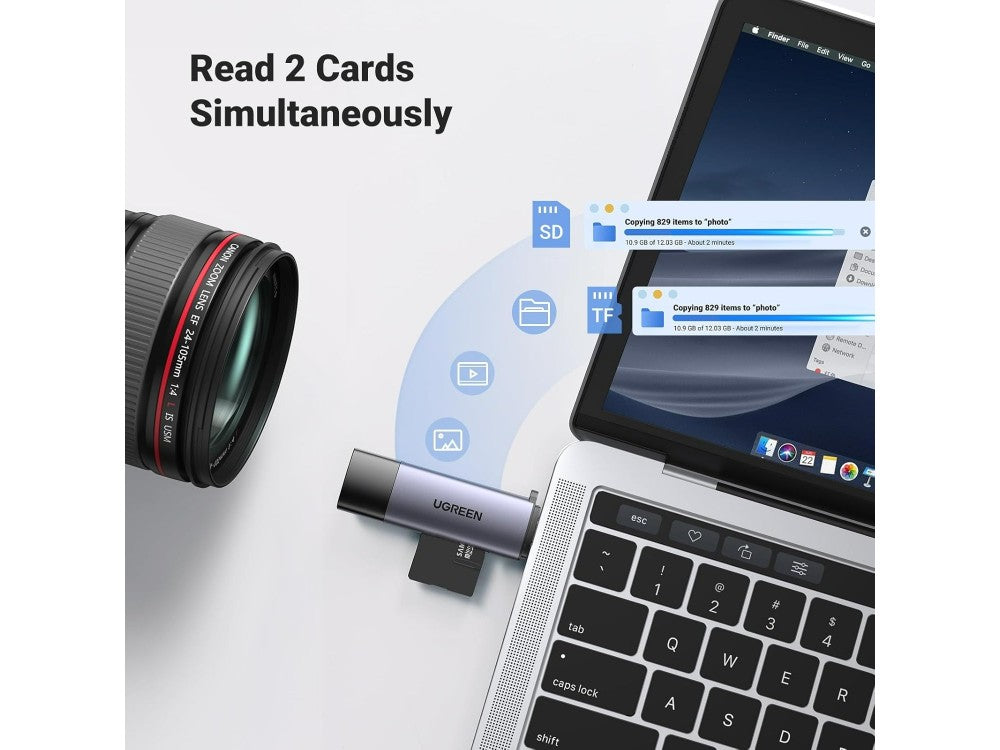 Ugreen 2-in-1 USB-C OTG Card Reader USB 3.0 SD / microSD – Gray – view 4