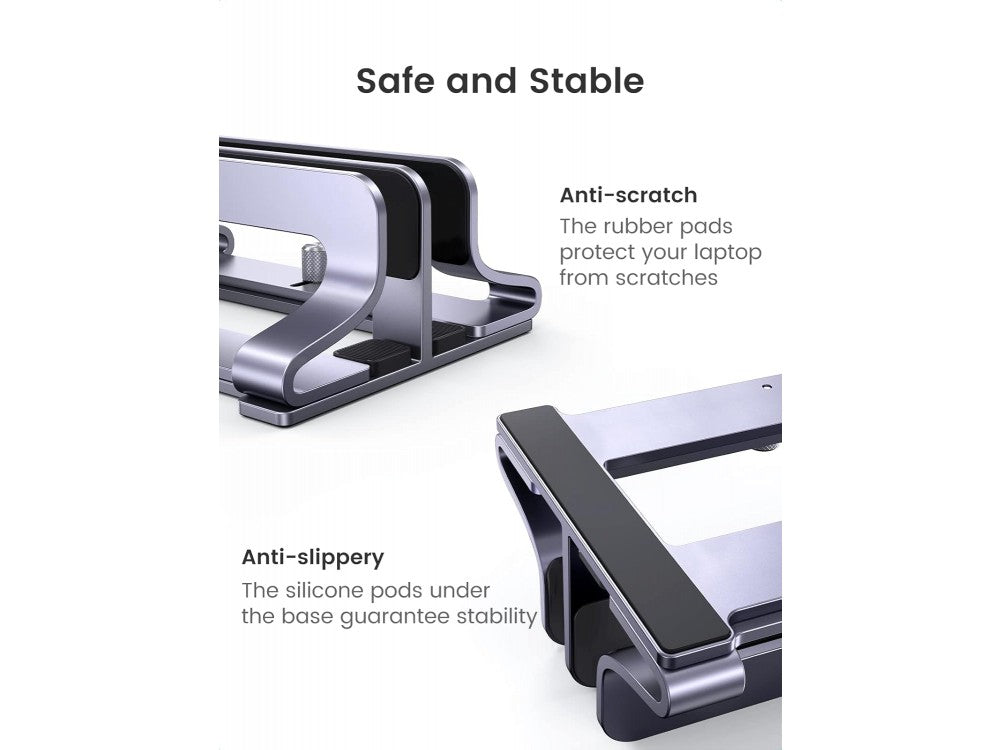 Ugreen Double Vertical Laptop Stand – Aluminium, 2 Slots, Adjustable Width, up to 17.3" / 5 kg, Grey – view 4