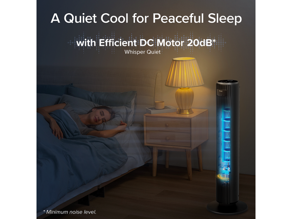 Levoit TempSense 36 Tower Fan 92cm – DC Motor 20dB, 12 Speeds, 90° Oscillation, Remote & Timer – view 4