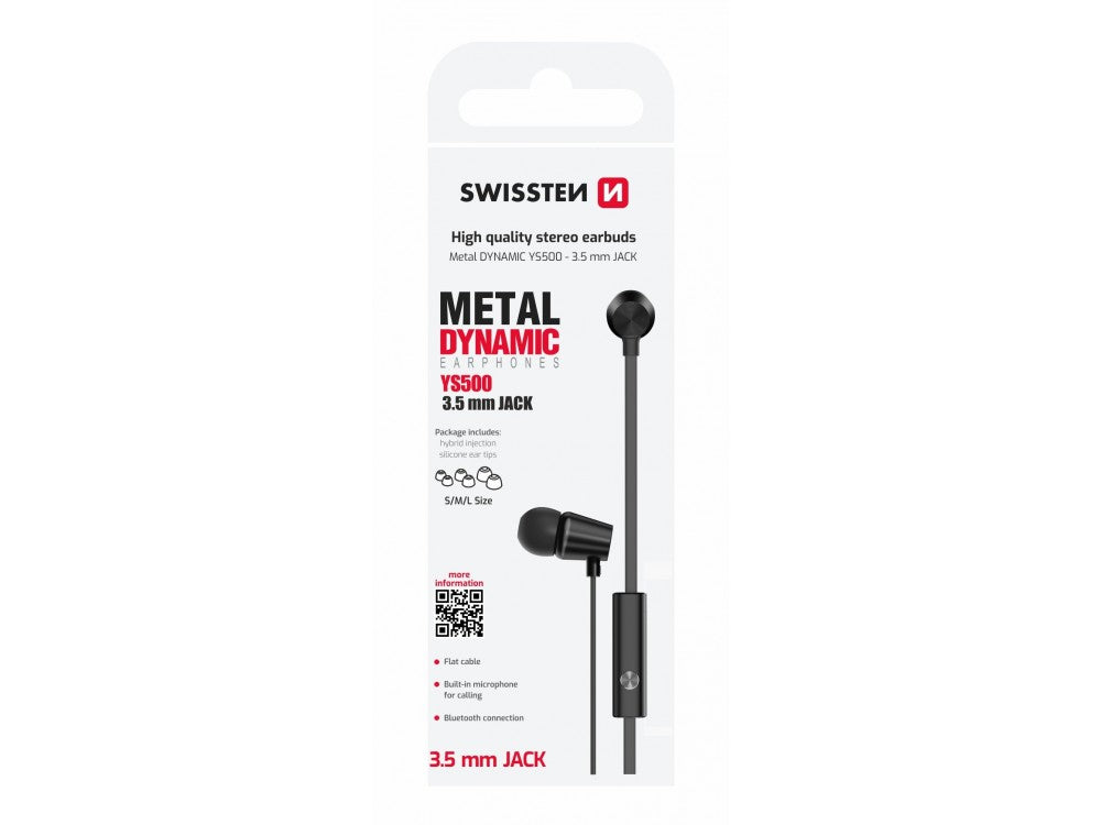 Swissten Dynamic YS500 Metal In-Ear Earbuds 3.5mm with Mic – Multifunction Button, Black – view 4