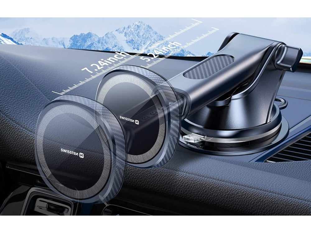 Swissten Magnetic Car Phone Mount – 15W MagSafe Qi Wireless Charger, Dashboard / Windshield – view 4