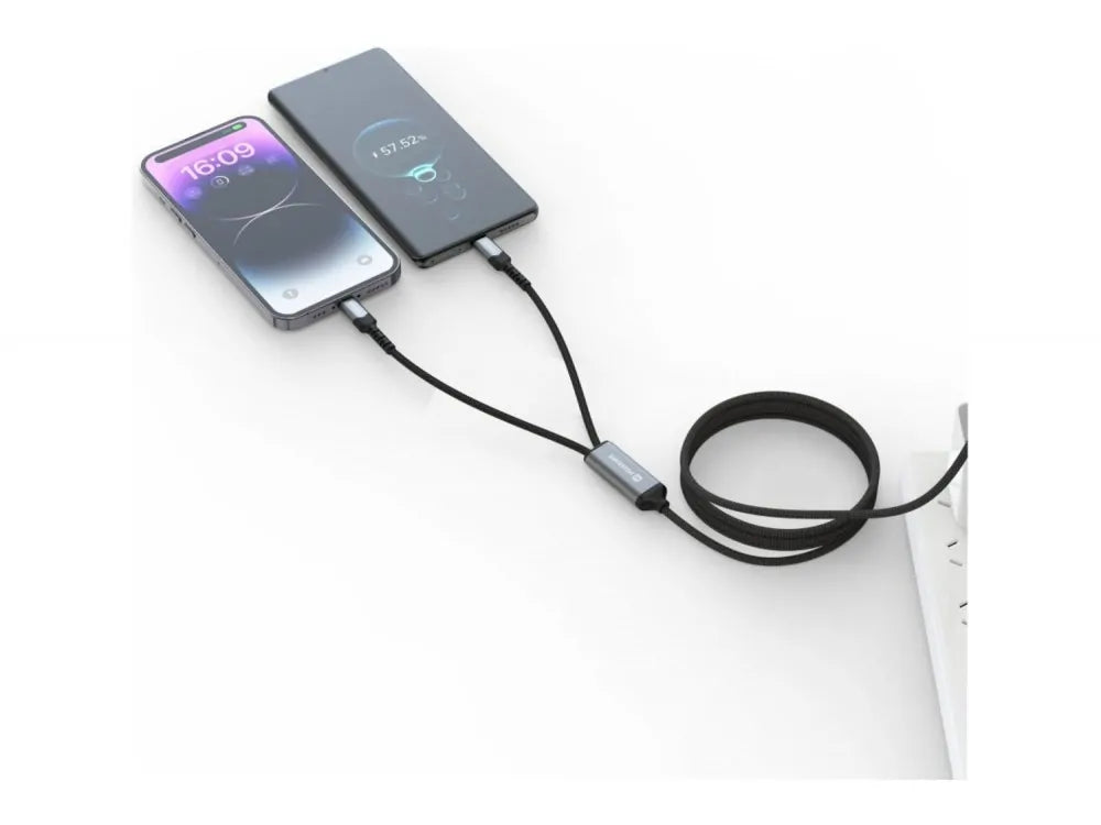 Swissten 2-in-1 USB-C to USB-C + Lightning Cable 1.5m 100W Total – Black – view 4