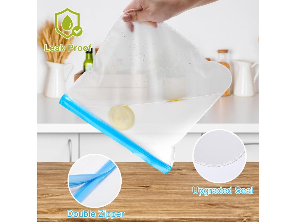 AJ 10-Pack Reusable Food Bags – BPA Free PEVA, 3 Sizes, Total 11L – view 4