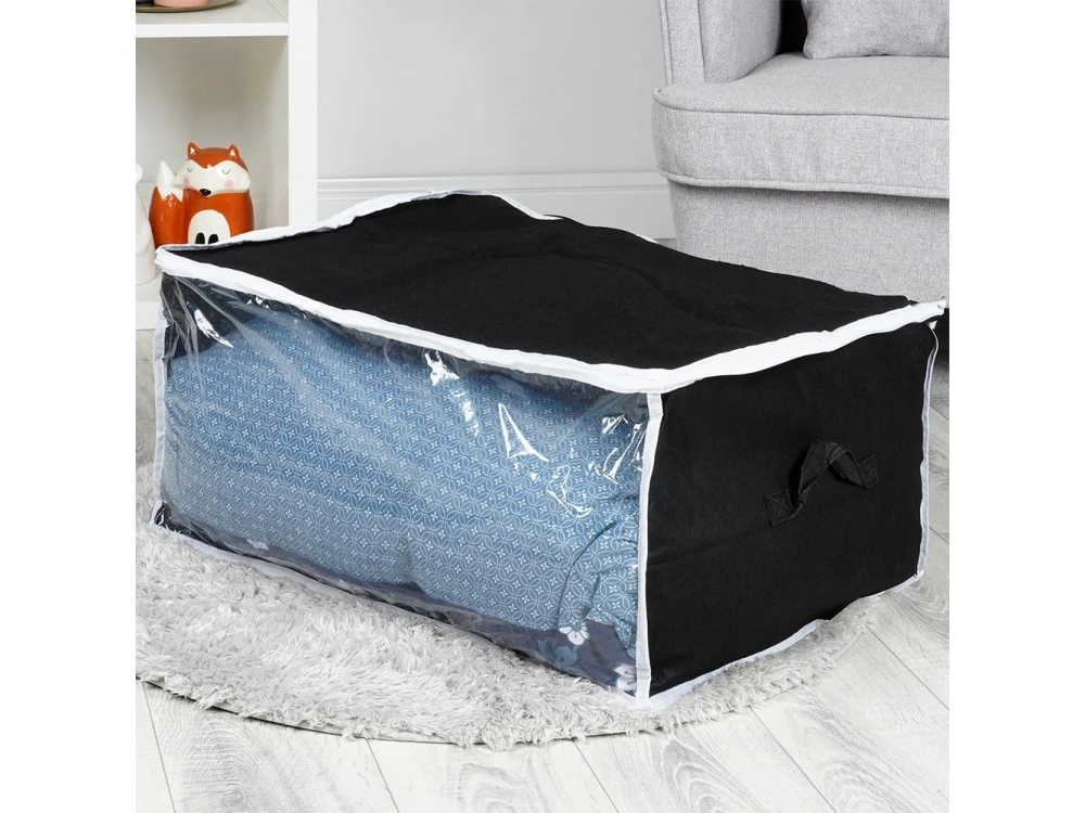 Vilde Fabric Storage Bag 87L 60×45×30 cm with Window – Black Polyester for Clothes & Bedding – view 5