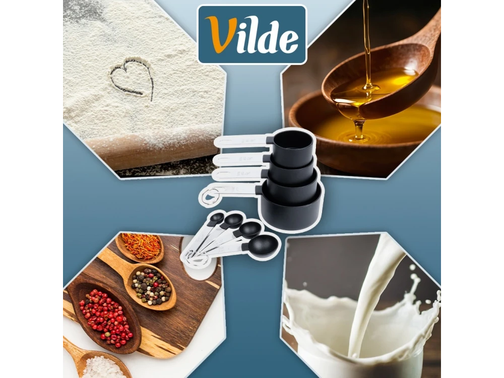 Vilde 8-Piece Measuring Cups & Spoons Set – Stainless Steel Handles, Ring-Linked – view 5