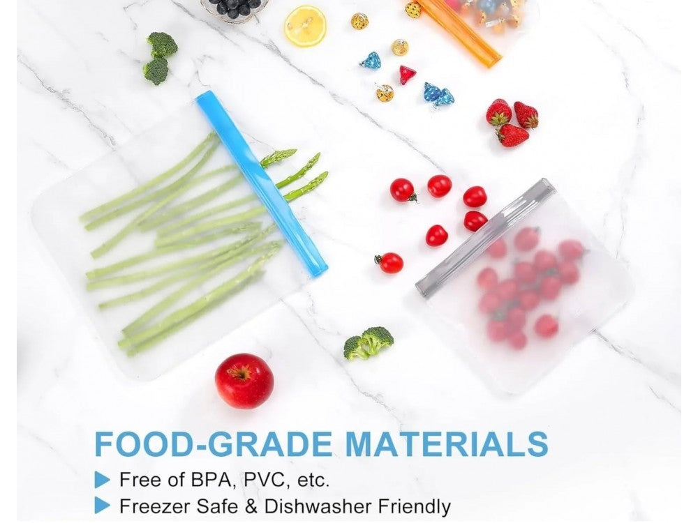 AJ 10-Pack Reusable Food Bags – BPA Free PEVA, 3 Sizes, Total 11L – view 5