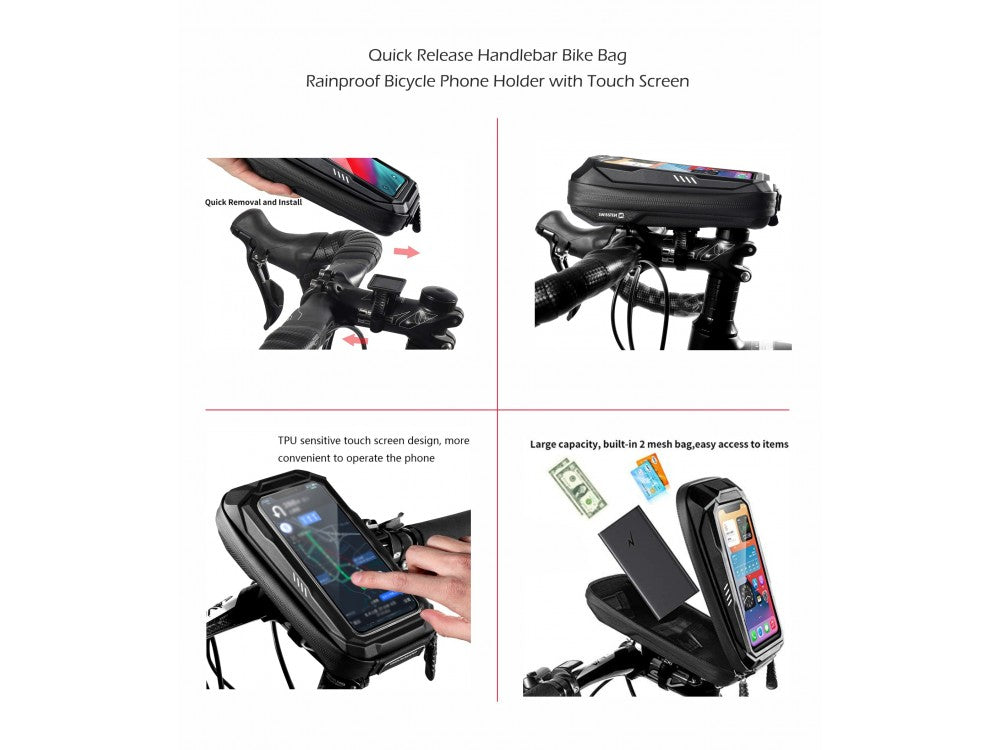 Swissten Bike Frame Bag – Smartphone Window, Waterproof Cover – view 5