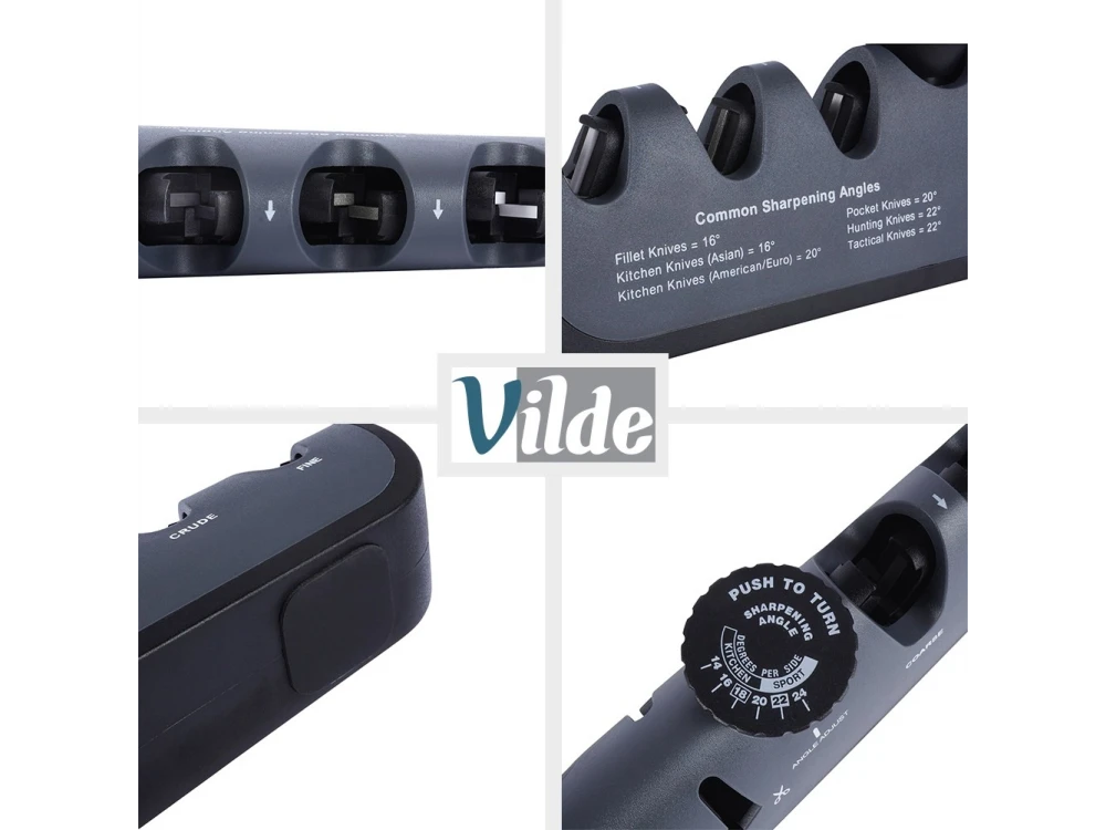 Vilde Premium Manual Knife Sharpener – 4-Stage, Non-Slip Base, Black – view 5
