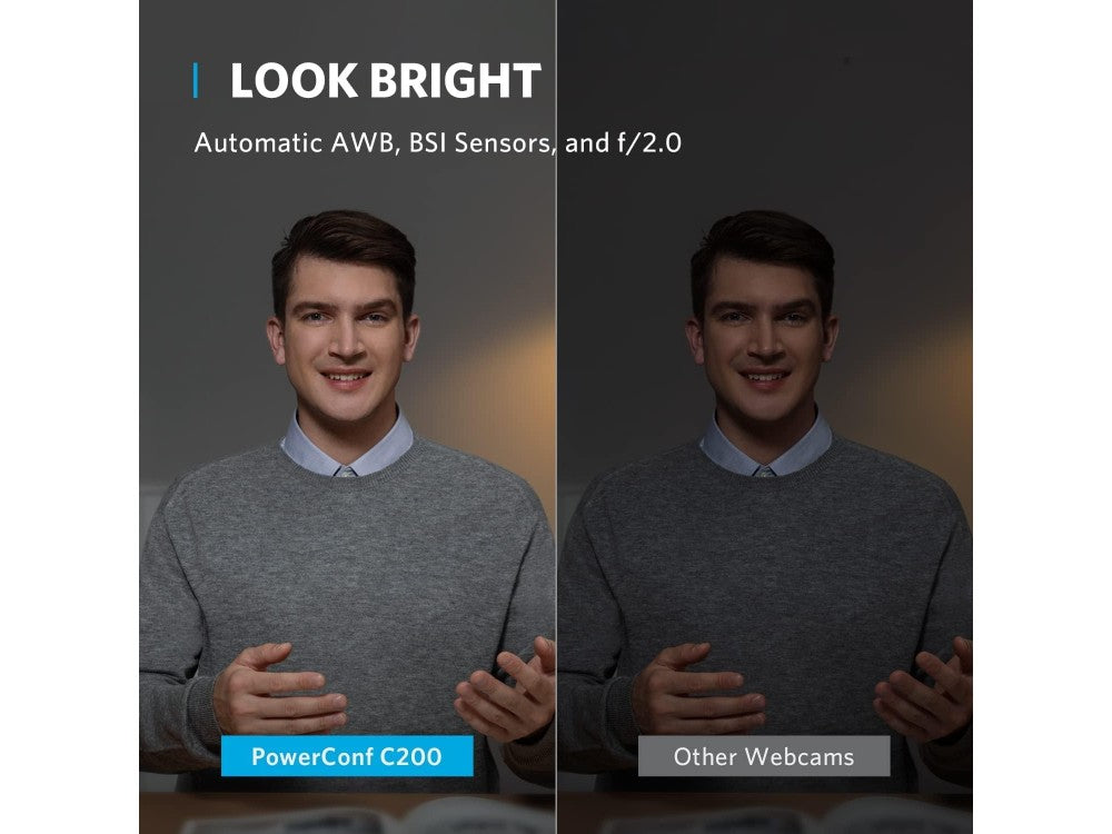 Anker PowerConf C200 Smart Webcam 2K@30fps – AI Noise-Cancelling Dual Mics, Autofocus, Privacy Cover – view 5