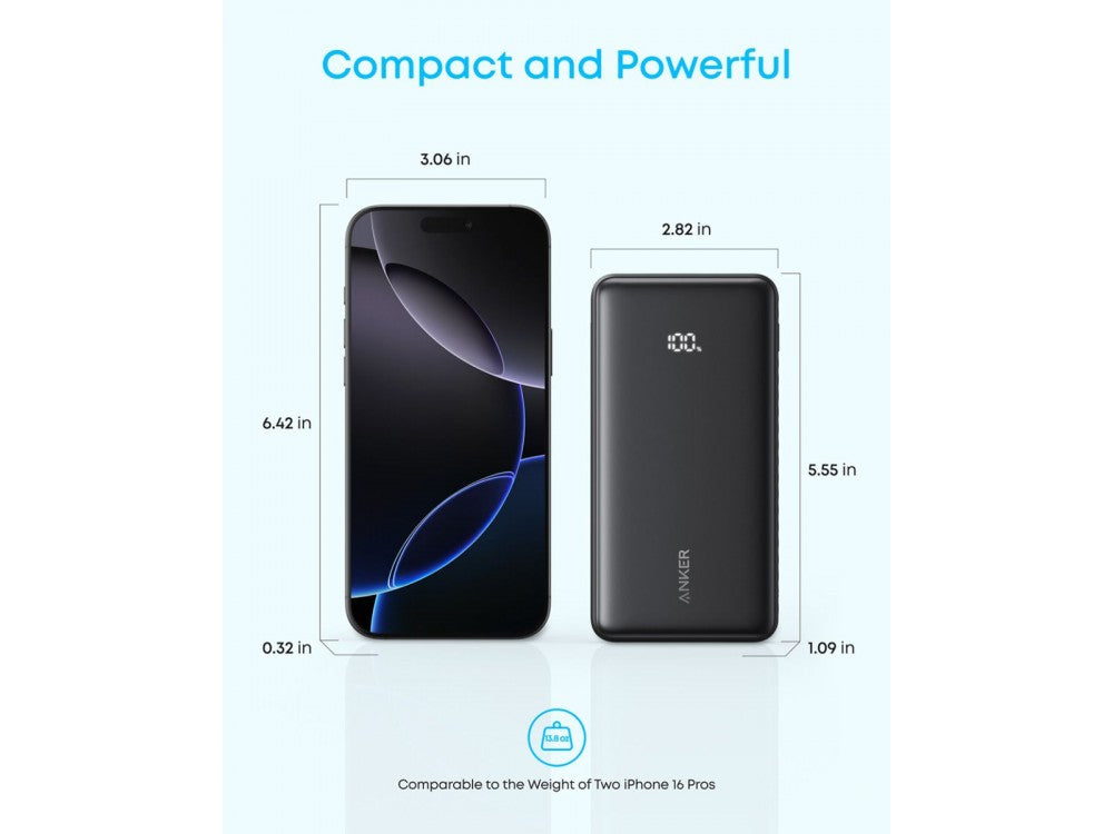 Anker Zolo Power Bank 20000mAh 22.5W with USB-A, USB-C & Built-in USB-C Cable – White – view 5