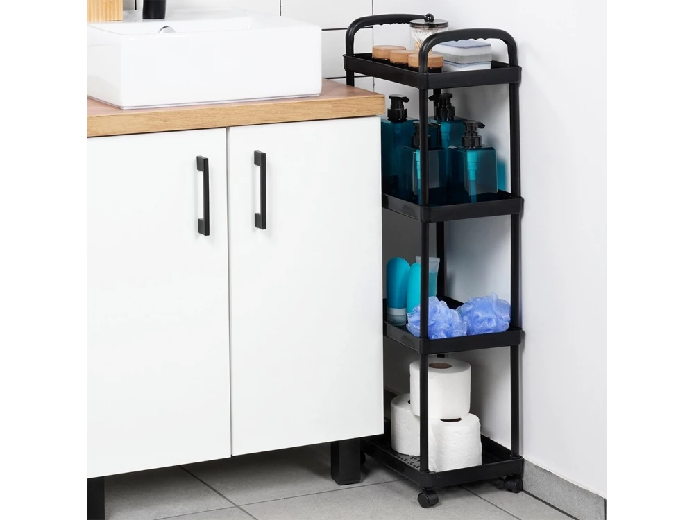 Vilde 4-Tier Storage Trolley Cart 86x30x21cm with Wheels – Black – view 5