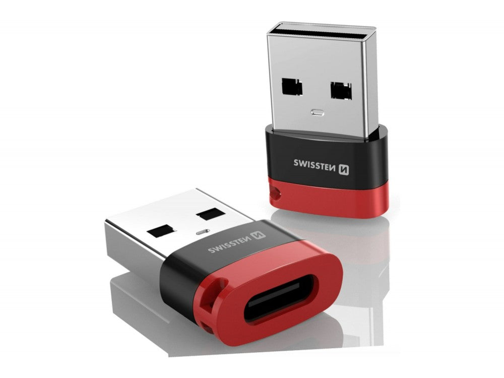 Swissten DataGUARD USB-C Female to USB-A Adapter with Data Blocking – Red / Black – view 5