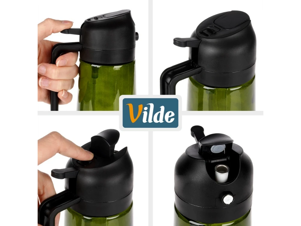 Vilde Oil Sprayer 450ml Glass Bottle – Pump Spray & Pour, Black / Dark Green – view 5