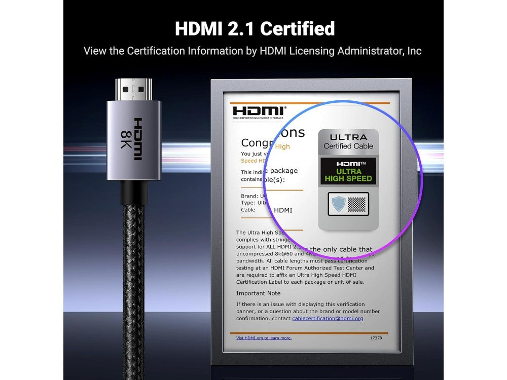 Ugreen HDMI 2.1 Certified Ultra High Speed Cable 8K@60Hz / 4K@120Hz 48Gbps, 2m – view 5