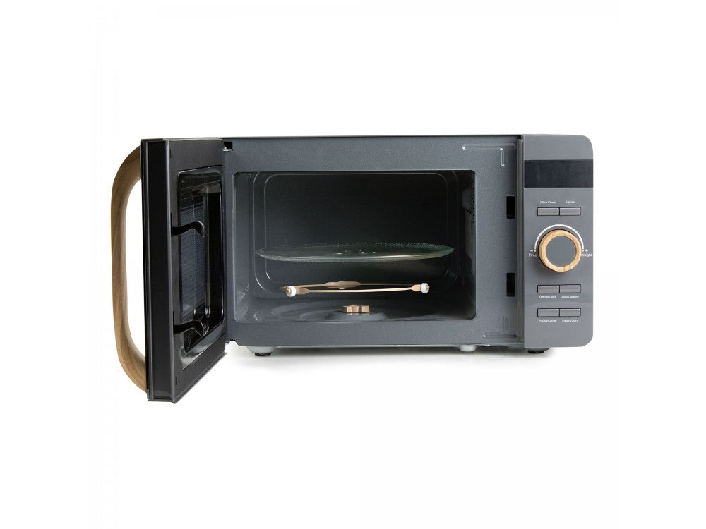 DOMO Wood You Solo Microwave Oven 20L 700W – Mirror Glass, Wood-Look, Matt Grey – view 5