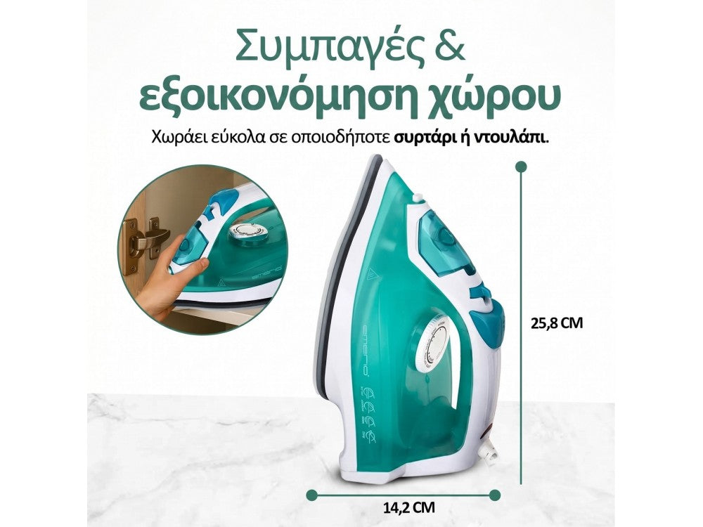 Emerio Steam Iron 2000W with Ceramic Soleplate, 17g/min Continuous Steam – view 5